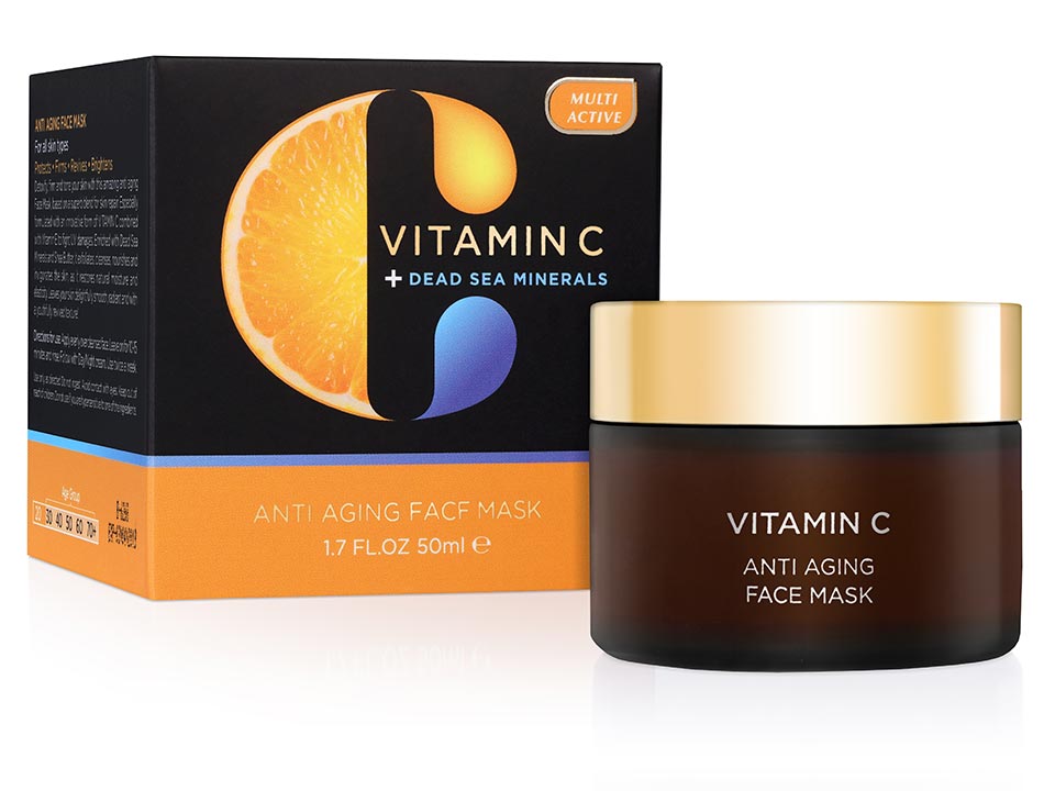 VITAMIN C Šviesinanti antioksidacinė kaukė veidui nuo raukšlių, 50 ml